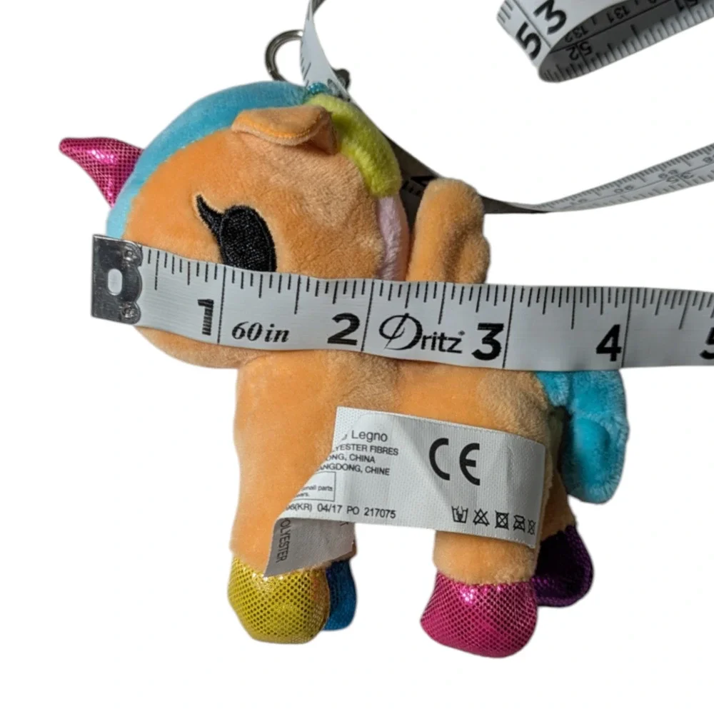 Tokidoki Kaili Unicorno Plush Keychain Tan Body Colorful Mane Flower Embroidery